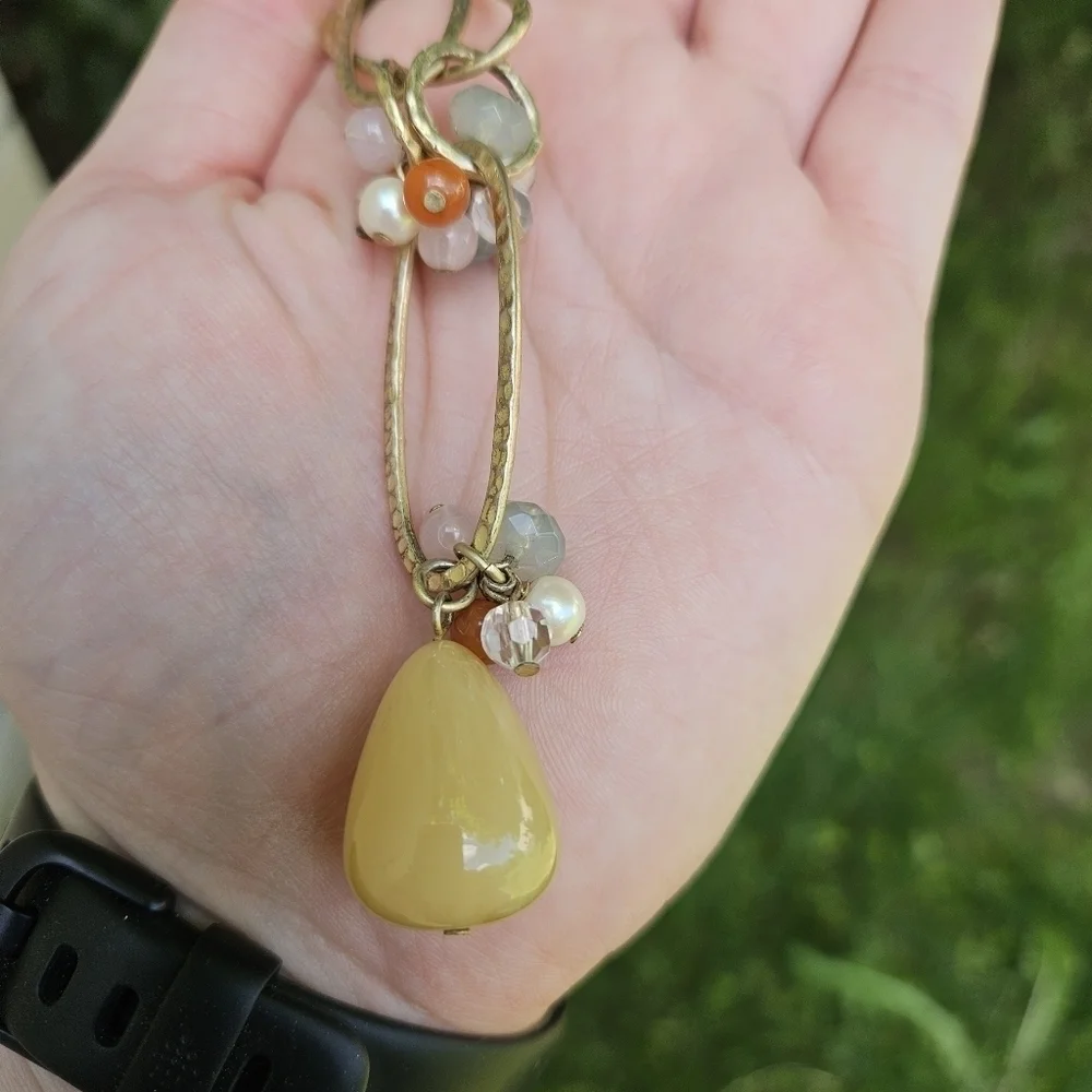 Lydell gold tone necklace with earthy beads - Picture 2 of 5